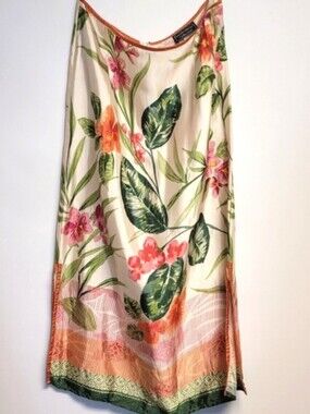 Vintage Carol Anderson Tropical Floral Maxi Floral Slip Dress Skirt  USA Size 14